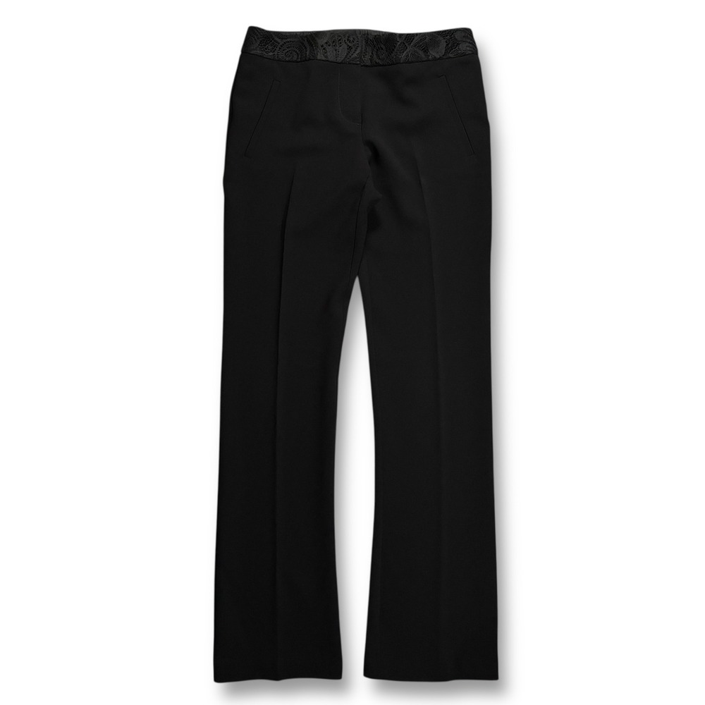 EUC TRINA TURK Black Lace Waist Flare Leg Dress Pants Women's Size‎ 2